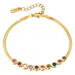 18K Gold Plated Bracelet Women's Multi Colored Cubic Zirconia Waterproof